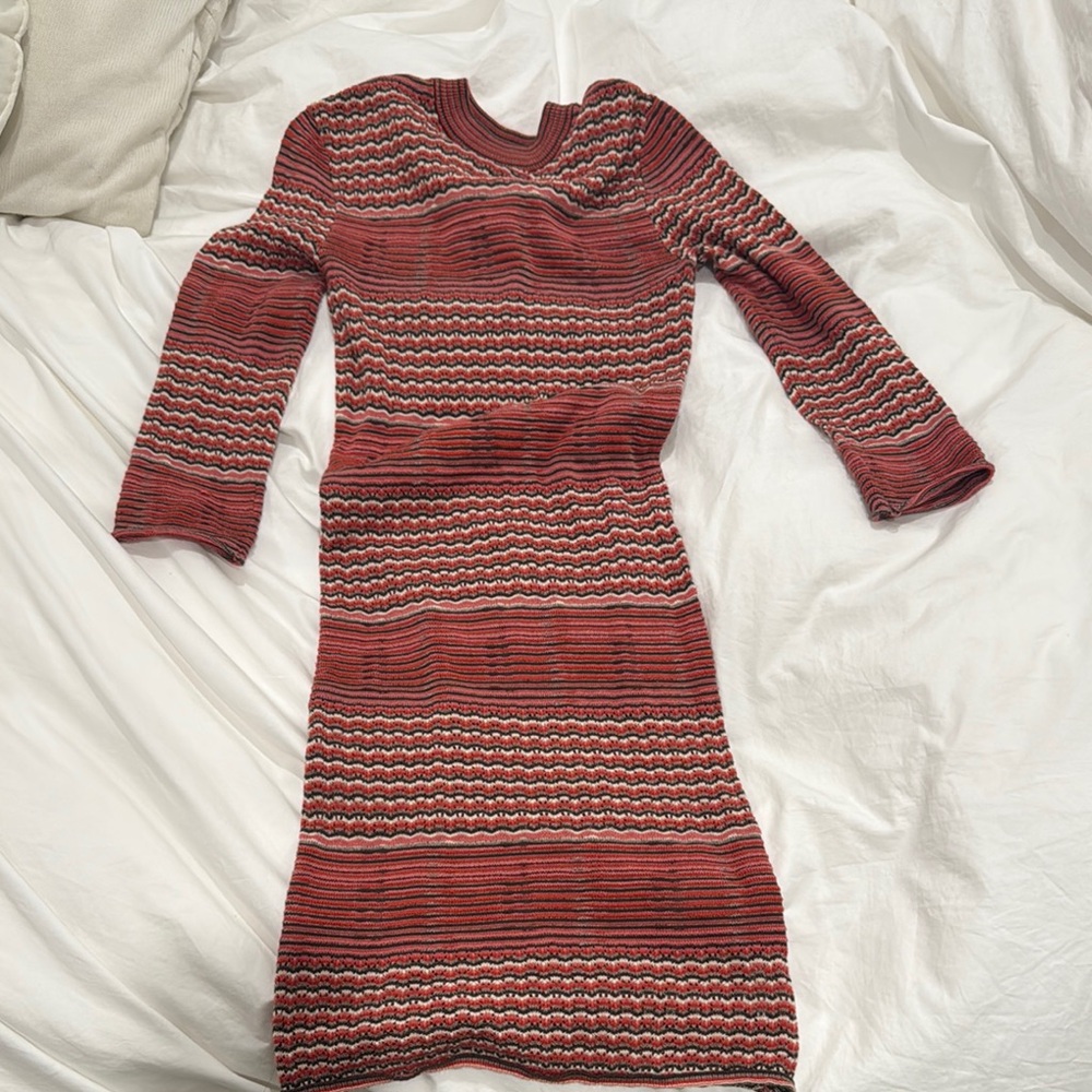 Striped Red and Brown Knit Dress
